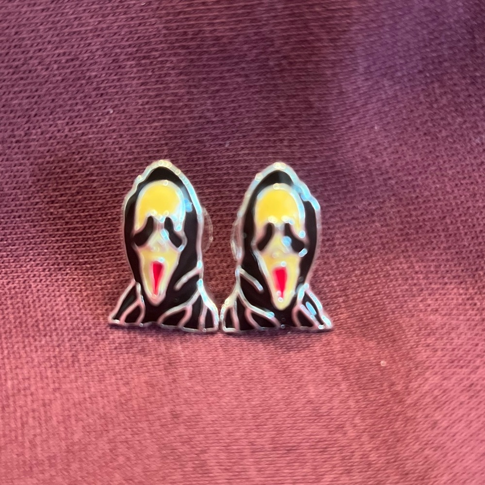 Vintage Scream Mask Enamel Earrings